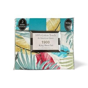 American Linen 1900 100% cotton tropical print King Sheet Set new